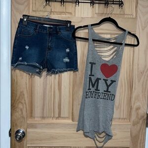 2 Piece Bundle Tank Top & Jean Shorts Size : Medium & 7 Pre-loved
